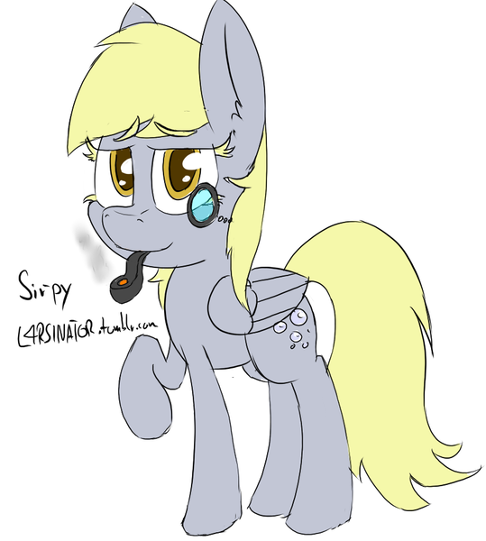 Size: 832x927 | Tagged: safe, artist:magical disaster, derpibooru import, derpy hooves, pegasus, pony, 30 minute art challenge, female, like a sir, mare, monocle, pipe, sir, solo