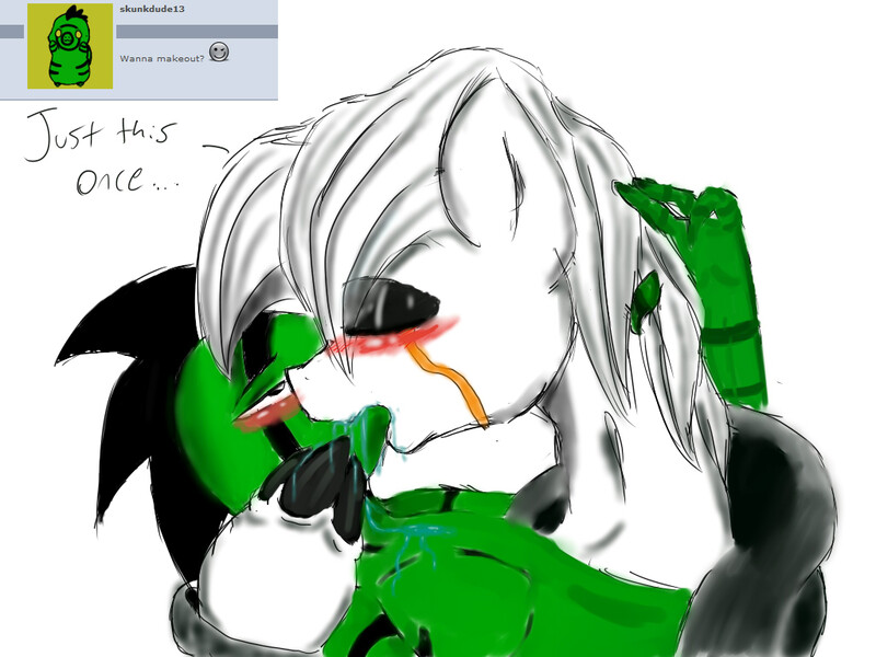 Size: 1024x768 | Tagged: anthro, anthro oc, artist:digitaldomain123, artist:microdude87, artist:skunkdude13, ask digital, blushing, derpibooru import, digital art, drool, gay, kissing, male, non-mlp oc, oc, oc:cameron, oc:digital, questionable, sloppy kissing, traditional art, unofficial characters only, watercolor painting