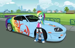 Size: 1111x719 | Tagged: safe, artist:starbolt-81, derpibooru import, rainbow dash, equestria girls, car, jza80, solo, toyota, toyota supra