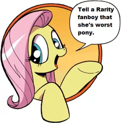 Size: 425x431 | Tagged: bad advice fluttershy, brony, exploitable meme, fanboy, fluttershy, implied rarity, meme, safe, solo, this will end in death, troll