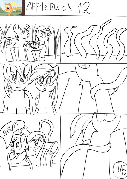 Size: 1654x2336 | Tagged: questionable, artist:jbond, derpibooru import, big macintosh, daring do, earth pony, pony, comic:applebuck, comic, imminent tentacle sex, male, stallion, tentacle blowjob, tentacle porn, tentacles