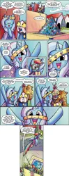 Size: 1260x3168 | Tagged: safe, artist:agnesgarbowska, derpibooru import, idw, chancellor jim, rainbow dash, trixie, diamond dog, spoiler:comic, spoiler:comicff6, diamonds, dimondia, queen trixiana the first