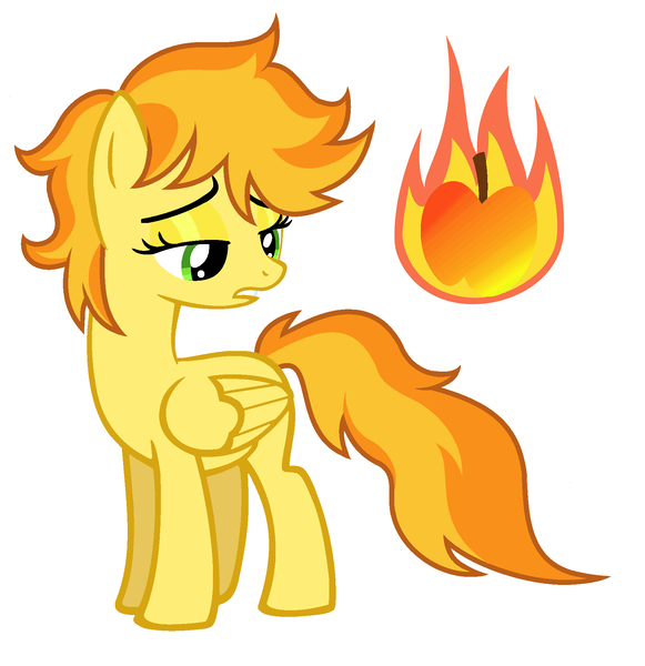 Size: 1760x1816 | Tagged: safe, artist:unoriginai, derpibooru import, oc, oc:fireside, unofficial characters only, pegasus, pony, female, mare, offspring, parent:braeburn, parent:spitfire, parents:spitburn, solo