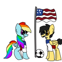 Size: 3000x3000 | Tagged: artist:flowersproutsthepony, derpibooru import, fifa, flag, football, oc, oc:pika, rainbow dash, safe, united states, world cup, world cup 2014