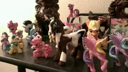 Size: 3264x1840 | Tagged: applejack, artist:halcyon noctem, blind bag, brushable, derpibooru import, irl, lemon hearts, lily blossom, mcdonald's happy meal toys, oc, oc:java bean, photo, pinkie pie, princess cadance, princess luna, rainbow dash, rarity, safe, sculpture, seafoam, sea swirl, toy, trixie, twilight sparkle