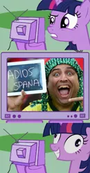 Size: 563x1086 | Tagged: adios spana, artist:necromanteion, brazil, derpibooru import, exploitable, exploitable meme, football, human, irl, irl human, meme, obligatory pony, photo, safe, spanish, spoiler, tv meme, twilight snapple, twilight sparkle, world cup