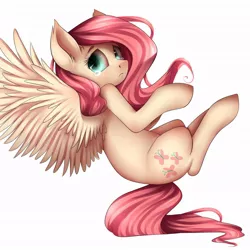 Size: 1024x1024 | Tagged: safe, artist:eternyan, artist:vardastouch, artist:yukomaussi, derpibooru import, fluttershy, pegasus, pony, female, flying, mare, sad, simple background, solo, teary eyes, white background, wings