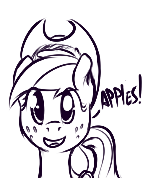 Size: 792x981 | Tagged: applejack, artist:mostazathy, derpibooru import, grayscale, monochrome, profile, safe, simple background, solo, that pony sure does love apples