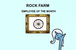 Size: 600x398 | Tagged: safe, artist:wollap, derpibooru import, trixie, pony, unicorn, disgruntled, employee of the month, female, mare, rock farm, solo, wheel, wheels trixie