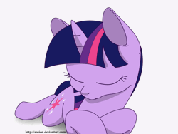 Size: 900x675 | Tagged: safe, artist:sion, derpibooru import, twilight sparkle, pony, unicorn, animated, blinking, cute, female, looking at you, lying, mare, simple background, solo, twiabetes
