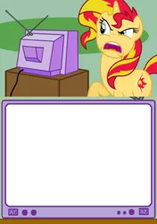 Size: 564x800 | Tagged: safe, derpibooru import, sunset shimmer, pony, unicorn, blank, exploitable, exploitable meme, meme, obligatory pony, template, tv meme