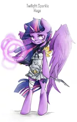 Size: 526x837 | Tagged: safe, artist:dear-cotton-candy, derpibooru import, twilight sparkle, twilight sparkle (alicorn), alicorn, pony, semi-anthro, arcane arts, arcane magic, bipedal, character class, clothes, dress, glowing hooves, mage, magic, scepter, solo, tera, wizard