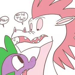 Size: 700x700 | Tagged: artist:klondike, colored, derpibooru import, dragon, edit, faggot, fizzle, safe, sketch, slur, spike, teenaged dragon, vulgar