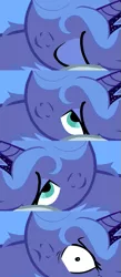 Size: 447x1024 | Tagged: safe, derpibooru import, princess luna, pony, bed meme, bedroom eyes, comic, exploitable meme, implied selfcest, meme, morning after, s1 luna, self ponidox, the fun has been doubled, waking up