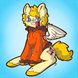 Size: 1024x1024 | Tagged: artist:pegsie, blood, crossover, derpibooru import, kenny, kenny dies again, kenny mccormick, ponified, semi-grimdark, solo, south park