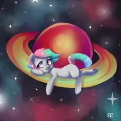 Size: 1024x1024 | Tagged: artist:comikazia, blank flank, derpibooru import, oc, planet, pony bigger than a planet, safe, saturn, solo, space, stars, tangible heavenly object, unofficial characters only