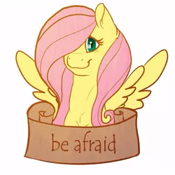 Size: 1000x1000 | Tagged: artist:hawkwhisker, derpibooru import, edit, face of mercy, fluttershy, mouthpiece, safe, solo