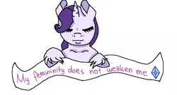 Size: 956x518 | Tagged: artist:hairidan, derpibooru import, feminist ponies, mouthpiece, old banner, positive ponies, rarity, safe, solo, subversive kawaii