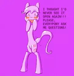 Size: 1148x1185 | Tagged: safe, artist:theskitzogamer, derpibooru import, oc, unofficial characters only, pony, ask a pony, ask, bipedal, blushing, crying, excited, happy, looking at you, open mouth, shivering, smiling, solo, static, text, tumblr, wide eyes