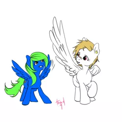 Size: 600x600 | Tagged: safe, artist:deathcap, derpibooru import, bulk biceps, oc, oc:raine, pegasus, pony, lithe wings, rule 63