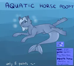 Size: 950x850 | Tagged: safe, artist:hairidan, derpibooru import, oc, unofficial characters only, merpony, original species, shark pony, adoptable, agender, solo, underwater