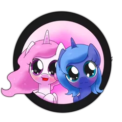 Size: 1360x1360 | Tagged: artist:hoyeechun, blushing, cewestia, cute, cutelestia, derpibooru import, filly, lunabetes, open mouth, princess celestia, princess luna, safe, woona