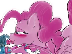 Size: 1024x768 | Tagged: suggestive, artist:digitaldomain123, derpibooru import, pinkie pie, oc, oc:jayson the skunk, skunk, blushing, canon x oc, digital art, furry, giantess, kissing, kiss mark, lipstick, lipstick fetish, macro, non-mlp oc, paint tool sai