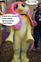 Size: 683x1024 | Tagged: artist:lemonkylie, cosplay, derpibooru import, edit, fluttershy, fursuit, human, irl, irl human, photo, safe