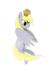 Size: 1000x1500 | Tagged: safe, artist:goforgold, derpibooru import, derpy hooves, pegasus, pony, flying, muffin, solo