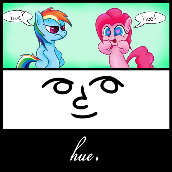 Size: 1000x1000 | Tagged: safe, artist:godofsteak, derpibooru import, pinkie pie, rainbow dash, confused, cute, frown, heart, heart eyes, hue, le lenny face, open mouth, question mark, smiling, wingding eyes