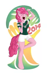 Size: 789x1200 | Tagged: anthro, artist:iluvhalo, derpibooru import, football, mexico, pinkie pie, safe, solo, world cup, world cup 2014