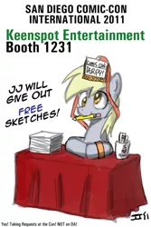 Size: 600x900 | Tagged: safe, artist:johnjoseco, derpibooru import, derpy hooves, pegasus, pony, comic con, female, mare, mouth hold, pencil, san diego comic con, solo