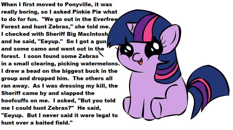 Size: 1194x668 | Tagged: questionable, deleted from derpibooru, derpibooru import, big macintosh, twilight sparkle, earth pony, pony, unicorn, exploitable meme, filly twilight sparkle, filly twilight telling an offensive joke, gun, hunting, image, male, meme, obligatory pony, out of character, png, racism, simple background, solo, stallion, unicorn twilight, vulgar, watermelon, white background