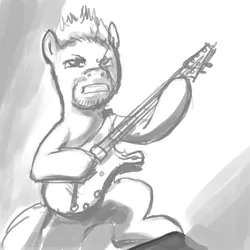 Size: 900x900 | Tagged: artist:johnjoseco, derpibooru import, dream theater, grayscale, guitar, john petrucci, monochrome, ponified, safe, solo