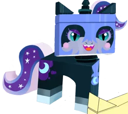 Size: 998x895 | Tagged: artist:flutteriot, crossover, derpibooru import, fluttershy, lego, nightmare moon, parody, safe, solo, the lego movie, unikitty