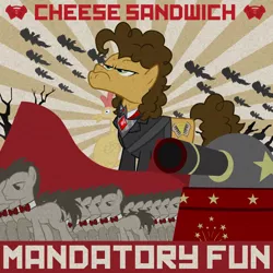 Size: 1000x1000 | Tagged: album cover, alicorn amulet, artist:el_pepsicano, boneless, bowtie, cheese sandwich, cheese supreme cannonball surprise, cheese tyrant, derpibooru import, doctor whooves, flag, frown, glare, mandatory fun, military, parody, ponified, ponified album cover, propaganda, safe, time turner, voice actor joke, weird al yankovic, wonderbolts