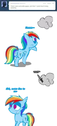 Size: 660x1450 | Tagged: artist:lazy, ask, ask dashed rainbow, cloud, derpibooru import, rainbow dash, safe, simple background, solo, transparent background, tumblr