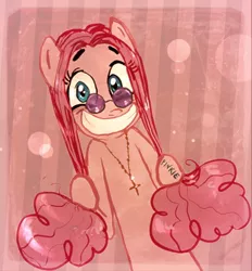 Size: 592x638 | Tagged: artist:technaro, cross, derpibooru import, ozzy osbourne, pinkie pie, safe, solo