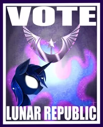 Size: 1024x1252 | Tagged: artist:inky-pinkie, dead source, derpibooru import, glowing eyes, new lunar republic, poster, princess luna, propaganda, propaganda poster, safe, solo