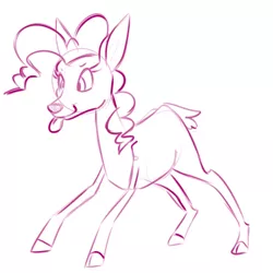 Size: 700x700 | Tagged: safe, artist:goat train, deleted from derpibooru, derpibooru import, pinkie pie, deer, :p, deerified, monochrome, sketch, solo, species swap, tongue out