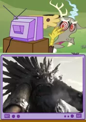 Size: 562x795 | Tagged: bewilderbeast, derpibooru import, discord, exploitable meme, how to train your dragon, how to train your dragon 2, hypnosis, meme, obligatory pony, safe, solo, tv meme