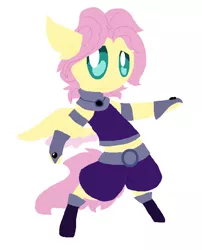 Size: 624x772 | Tagged: safe, artist:angelstar000, derpibooru import, fluttershy, pony, ask-thecolts, bipedal, butterscotch, clothes, cosplay, costume, crossover, midriff, request, rule 63, solo, starfire, starshy, teen titans