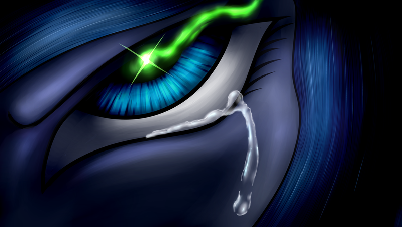 Size: 4900x2760 | Tagged: safe, artist:rex42, derpibooru import, princess luna, crying, eye, glowing eyes, solo