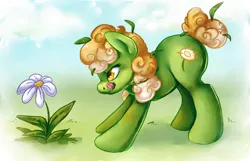 Size: 824x532 | Tagged: artist:noxxplush, derpibooru import, flower, oc, oc:dandelion breeze, safe, solo, unofficial characters only