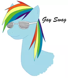 Size: 794x910 | Tagged: artist:jk-quinn, derpibooru import, faget, gay, gay pride, glasses, male, pride, rainbow dash, safe, solo, swag, text