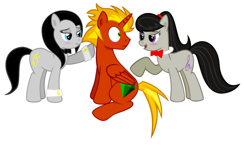 Size: 1280x763 | Tagged: safe, artist:mrmaclicious, derpibooru import, octavia melody, oc, oc:klavinova, oc:mac the alicorn, alicorn, pony, alicorn oc, canon x oc, macova, seduction, seductive