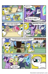 Size: 792x1224 | Tagged: safe, artist:donzatch, derpibooru import, applejack, fluttershy, pinkie pie, rainbow dash, rarity, twilight sparkle, twilight sparkle (alicorn), alicorn, pony, comic:tale of twilight, comic, female, mane six, mare, royal guard