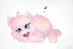 Size: 1925x1291 | Tagged: safe, artist:wilvarin-liadon, derpibooru import, oc, oc:fluffle puff, unofficial characters only, bedroom eyes, blushing, canon x oc, chrysipuff, cute, female, heart, implied queen chrysalis, lesbian, looking at you, mouth hold, nom, shipping, side, simple background, smiling, solo