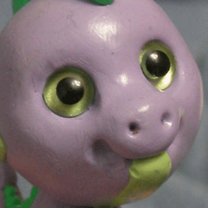 Size: 300x300 | Tagged: abomination, adoracreepy, animated, artist:ponygirl, clay, craft, creepy, custom, cute, derpibooru import, edit, face of mercy, figure, irl, nightmare fuel, photo, safe, sculpey, sculpture, seizure warning, solo, spike, toy, vibrating, wat, what has science done, why