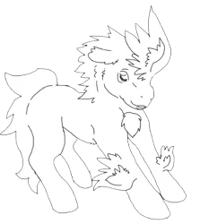 Size: 369x414 | Tagged: chest fluff, derpibooru import, fluffy, grin, harpy, leg wings, lineart, monochrome, ponified, safe, smiling, solo